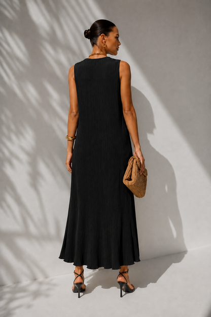 Anais Pleat Dress Black