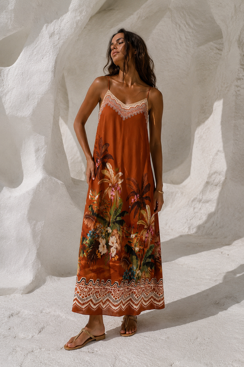 Aztec Palm Dress Bronze