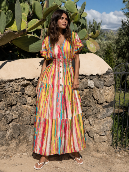 Lunetta Brushstroke Maxi Dress Multi