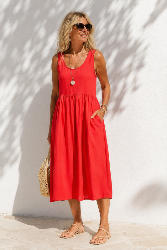 Charlotte Midi Dress Red