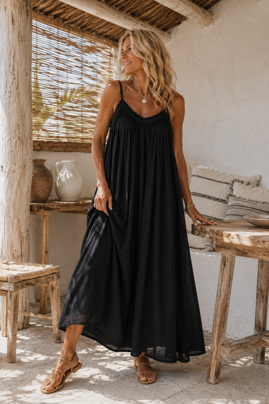 Corina Cotton Maxi Dress Black
