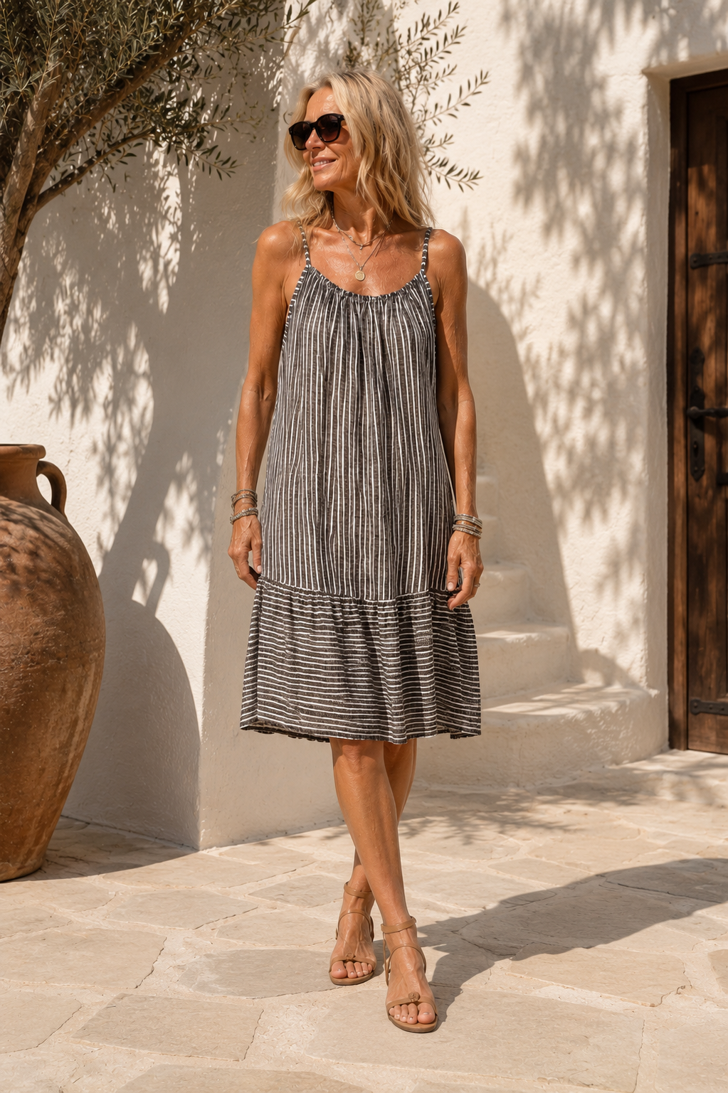 Elettra Stripe Sun Dress Chocolate
