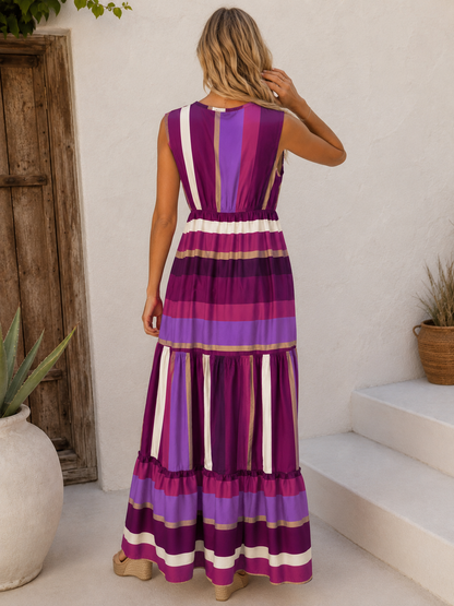 Isla Block Stripe Dress Purple