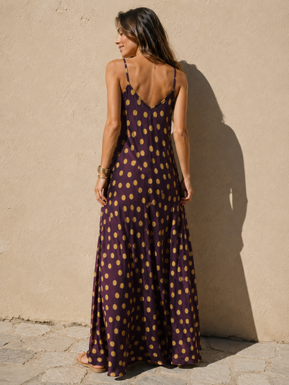 Evita Polka Dot Dress Plum